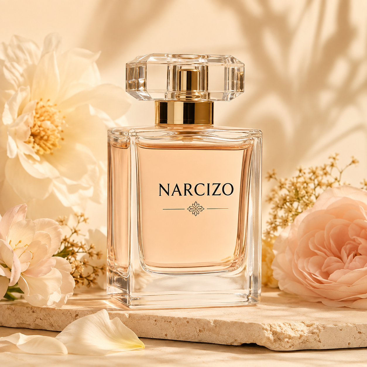 Perfume NARCIZO en una composición floral elegante
