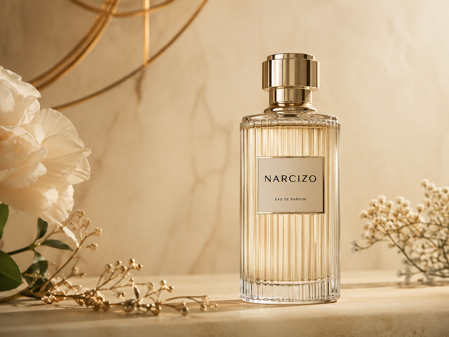 Fragancia NARCIZO en una presentación comercial elegante